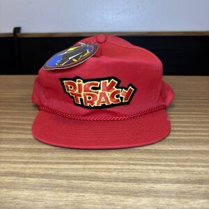 New Dick Tracy Corduroy Hat Disney Embroidered Red snapback cap vtg 1990 Film